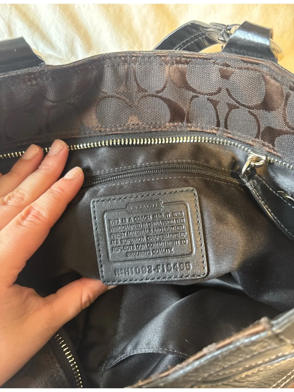 Coach Dark Brown Patchwork Logo Shoulder Bag